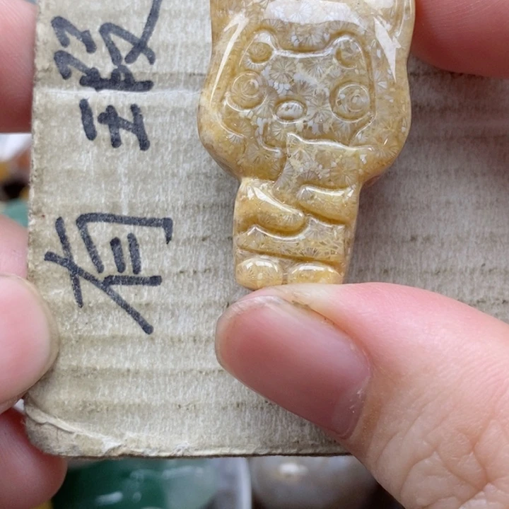 硅化珊瑚（珊瑚玉）未镶嵌颈饰武*小吊坠