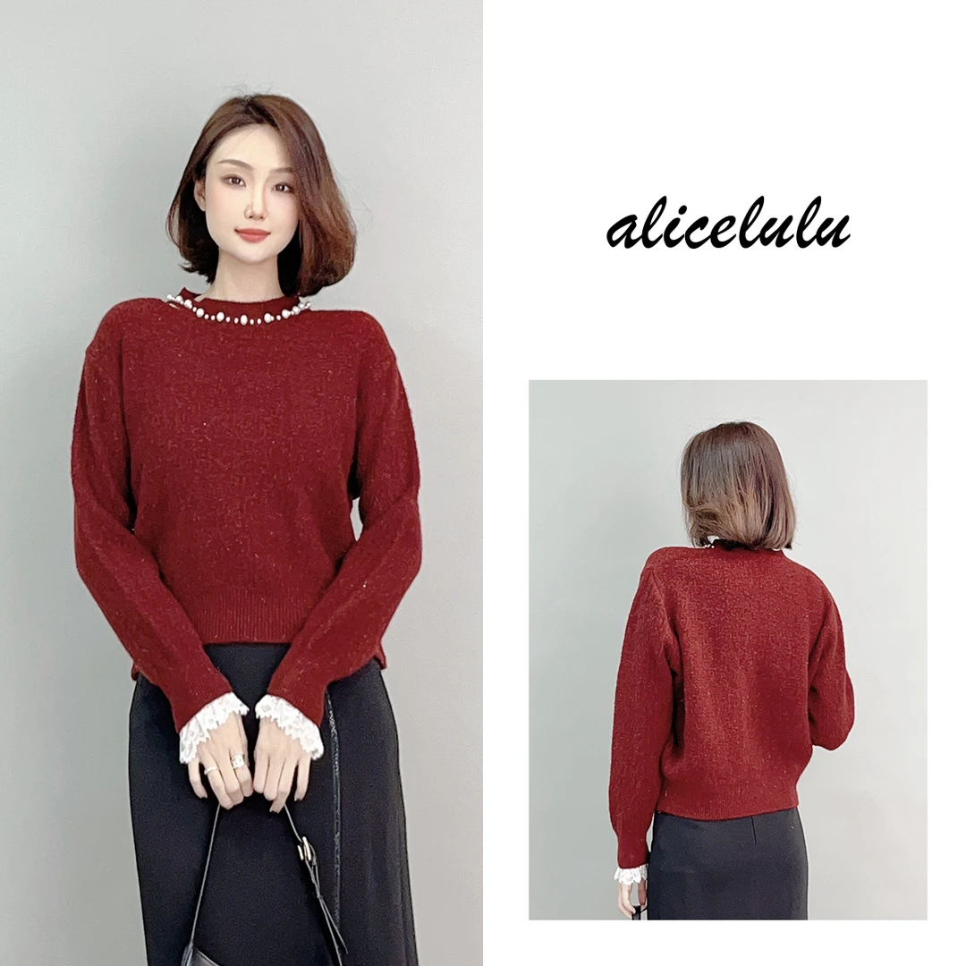 3 ALICE 星梦缘毛衣 蕾丝拼接 藏肉显瘦 S2141775U