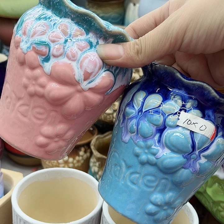 多肉绿植陶瓷花盆9.9包邮，有孔