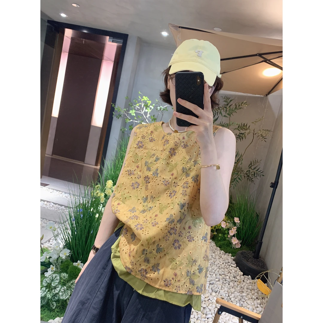 【骆小姐私服】新中式复古提花无袖背心夏新款轻薄透气高级感上衣