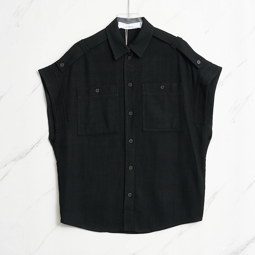 全新未使用/IRO女士翻领单排扣纯色衬衫IOGU00069