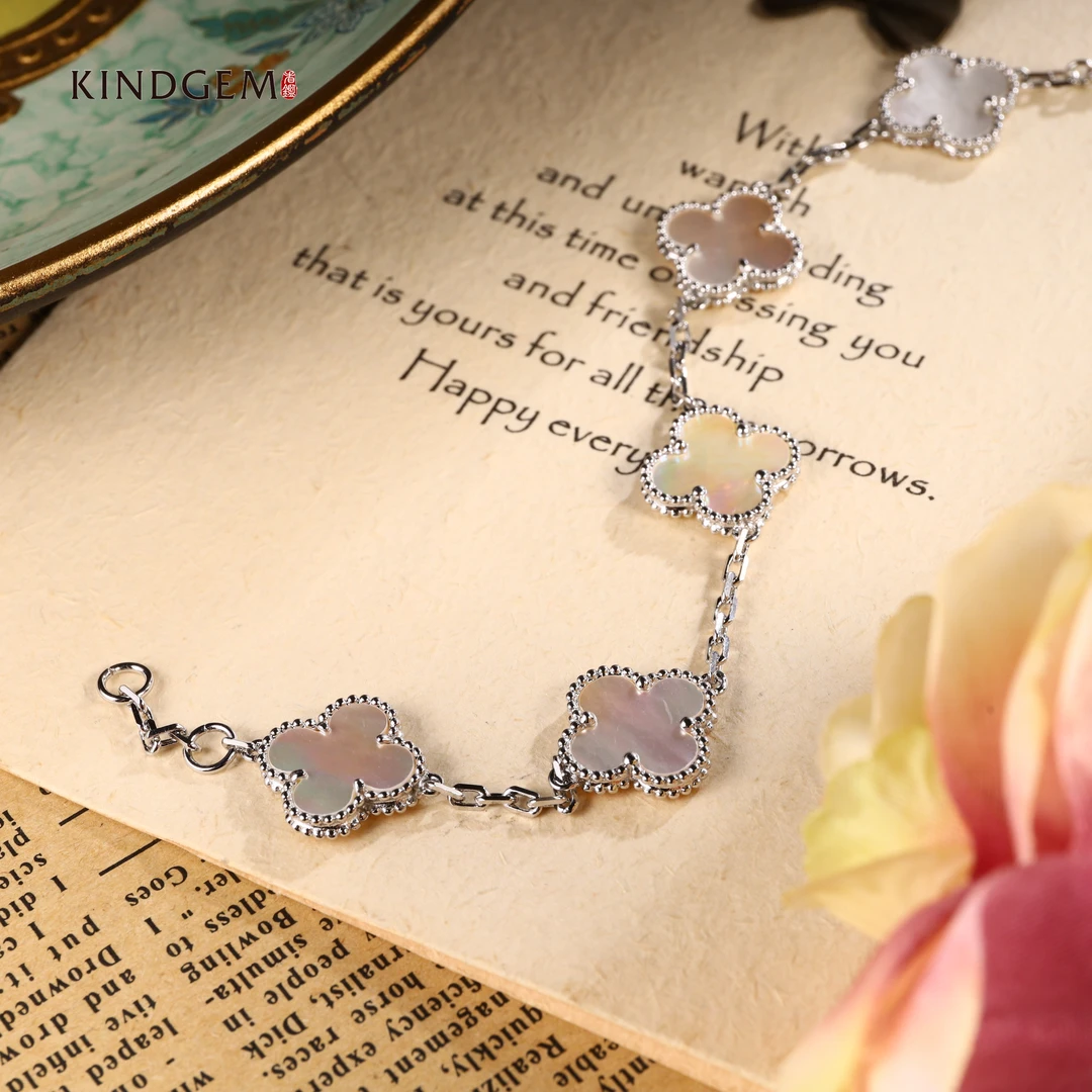 铜合金贝壳手链 银色百搭经典款幸运四叶草时尚气质手链 C-29211