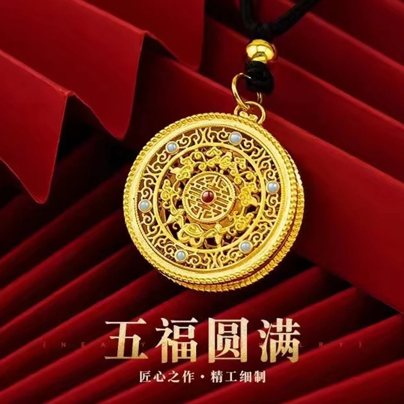 铜吊坠 合金吊坠  【五福圆满】吊坠古法八宝罗盘挂坠镂空花丝