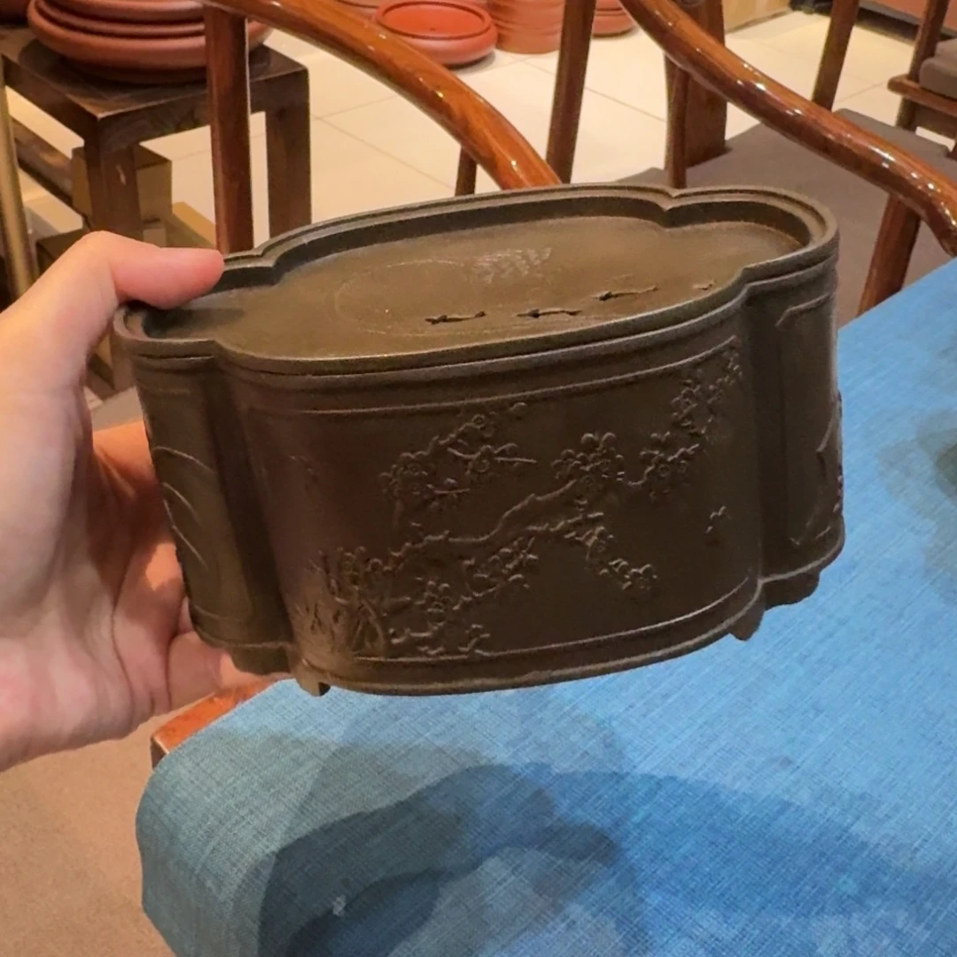 @***具潮州回流老锡海棠雕刻茶船