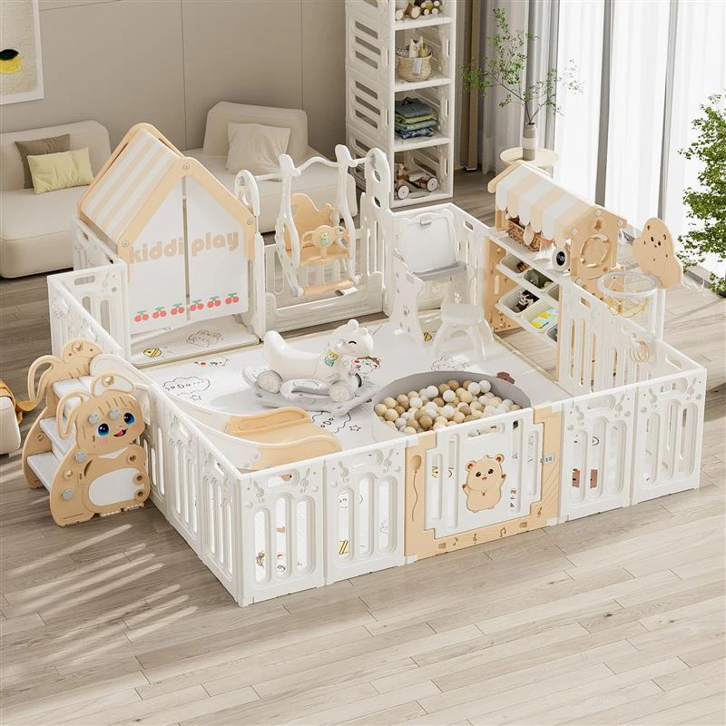 宝宝爬行围栏防护栏婴儿家用地上防摔儿童游戏围栏室内小户型客厅