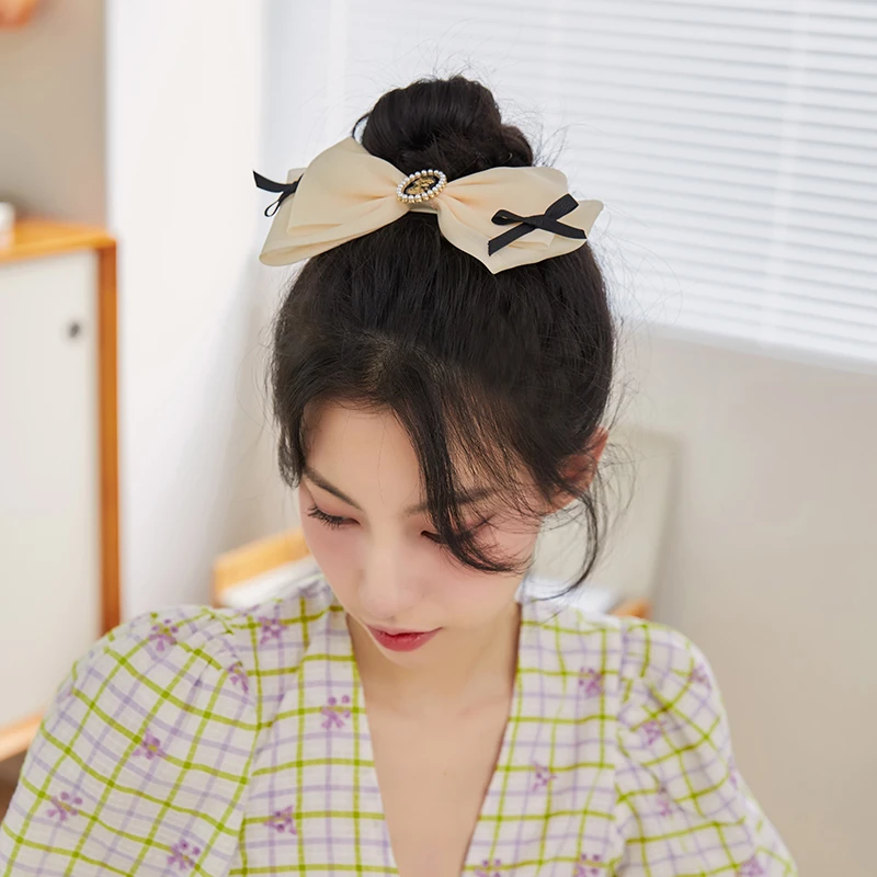 ale发饰头饰 杏色 巴洛克蝴蝶结发夹ZH00537