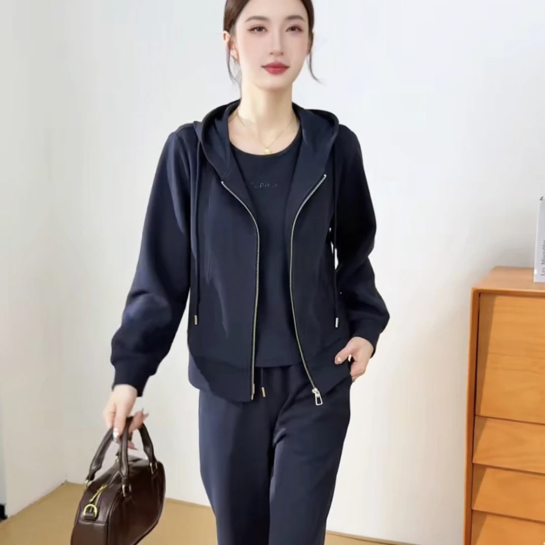 秋季上衣加裤子加背心08款运动休闲减龄宽松显瘦套装