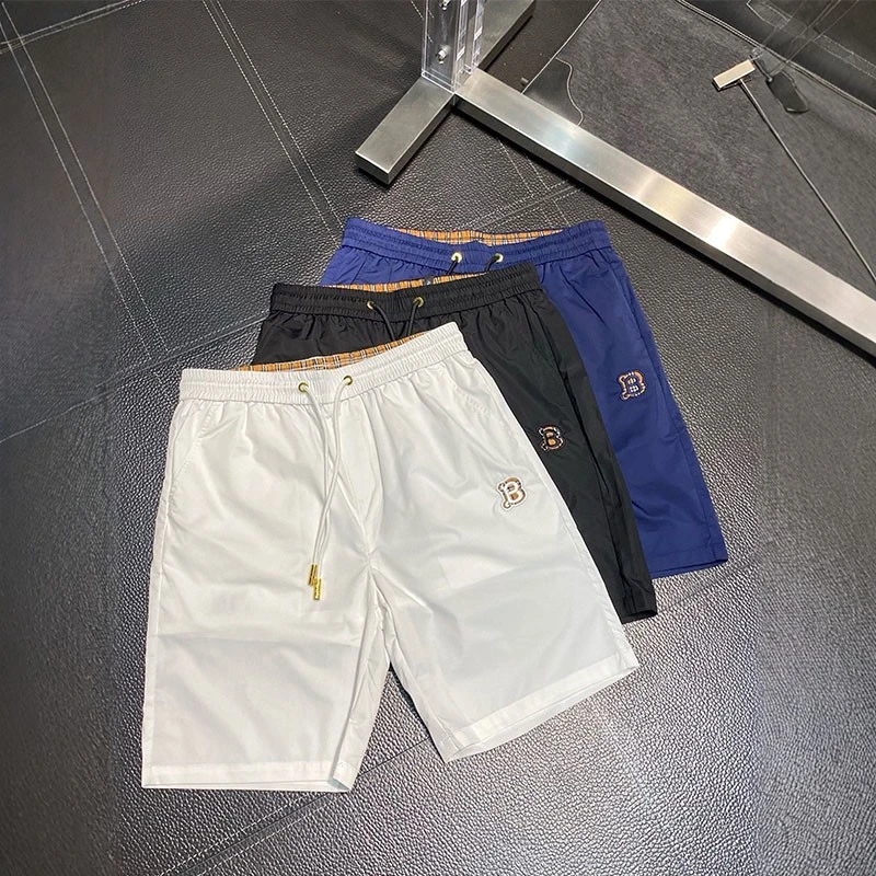 夏季薄款冰丝短裤男夏季薄款百搭宽松沙滩裤字母刺绣透气休闲中裤