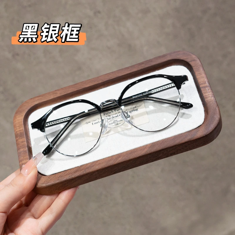 帝格勒超轻韩系椭圆半框眼镜女近视可配度数素颜黑框显脸小眼睛架