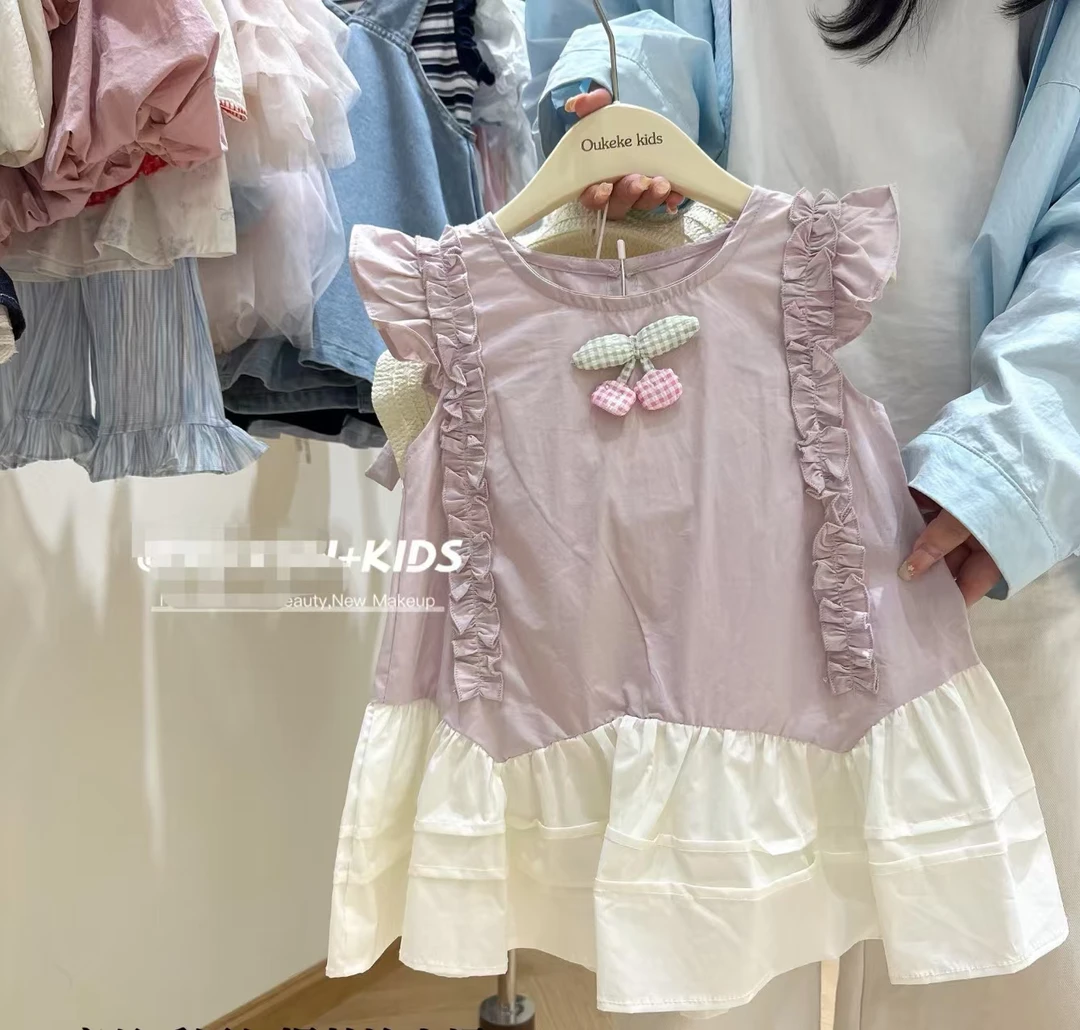 纯色少女风设计师夏季公主裙连衣裙宝宝套装夏款童装送太阳帽女童