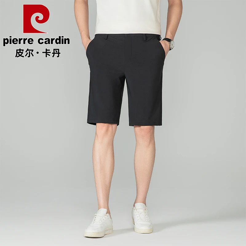 皮尔卡丹【冰感高弹】夏季新款轻薄休闲短裤男士宽松直筒纯色五分裤