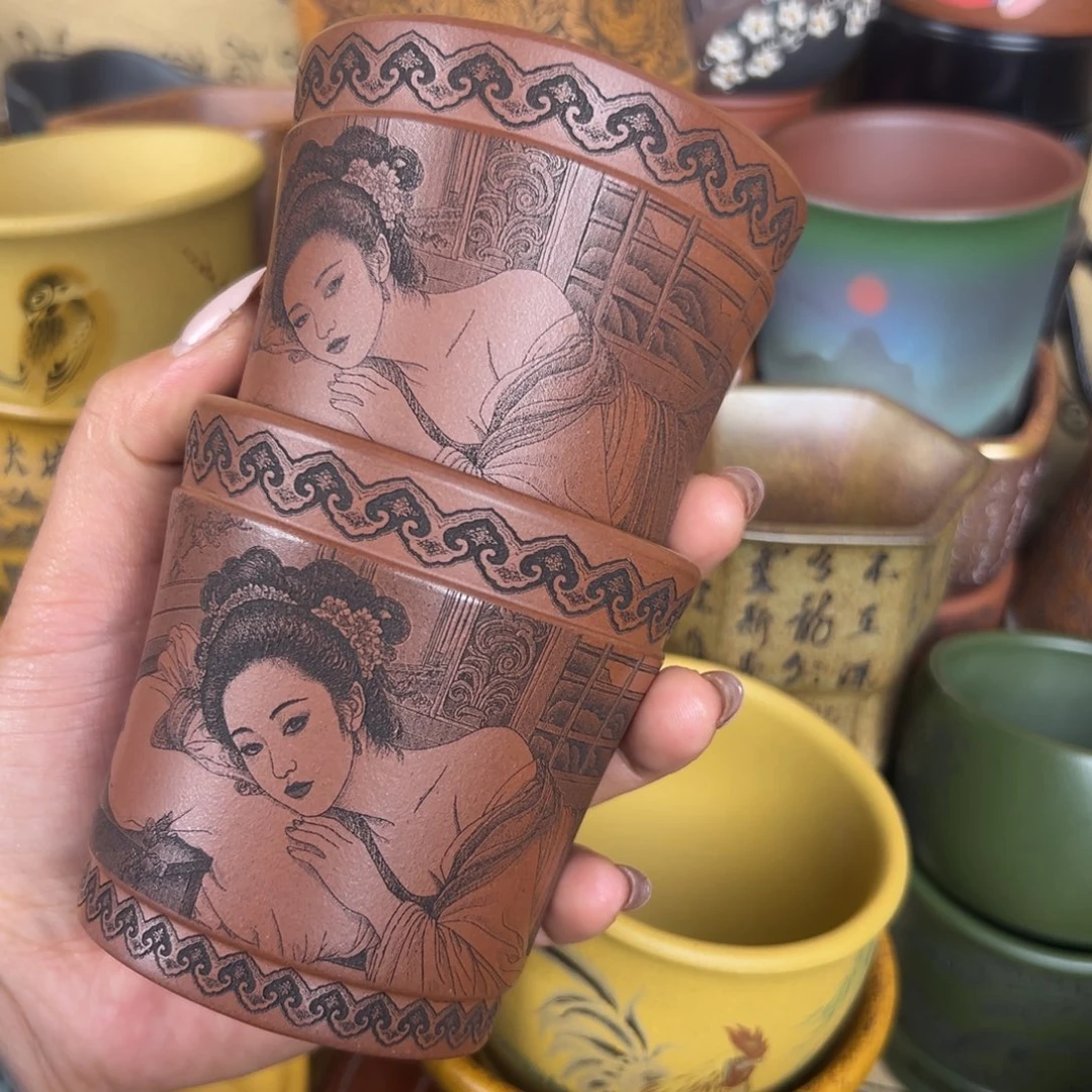 紫泥茶杯紫砂紫砂