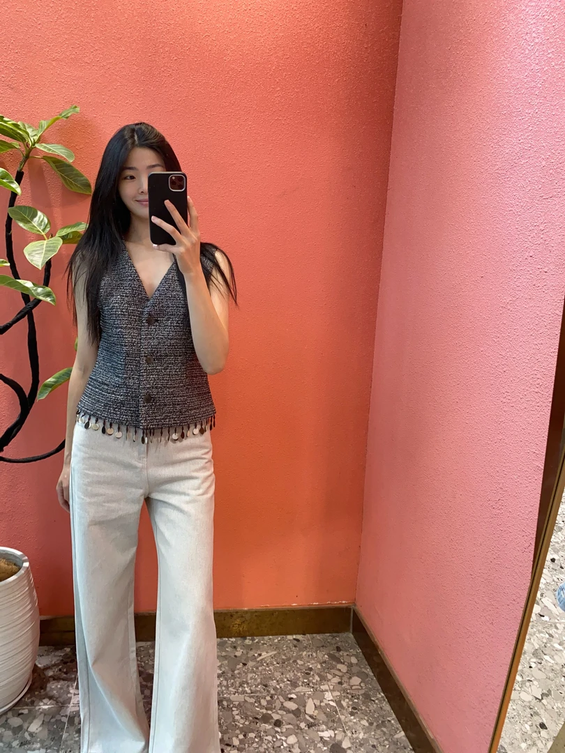 （默茗服装）黑白编织小香马甲