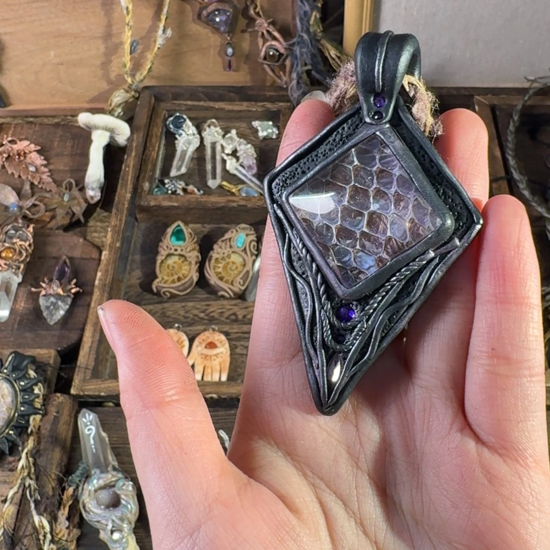 紫色蛇蜕软陶吊坠