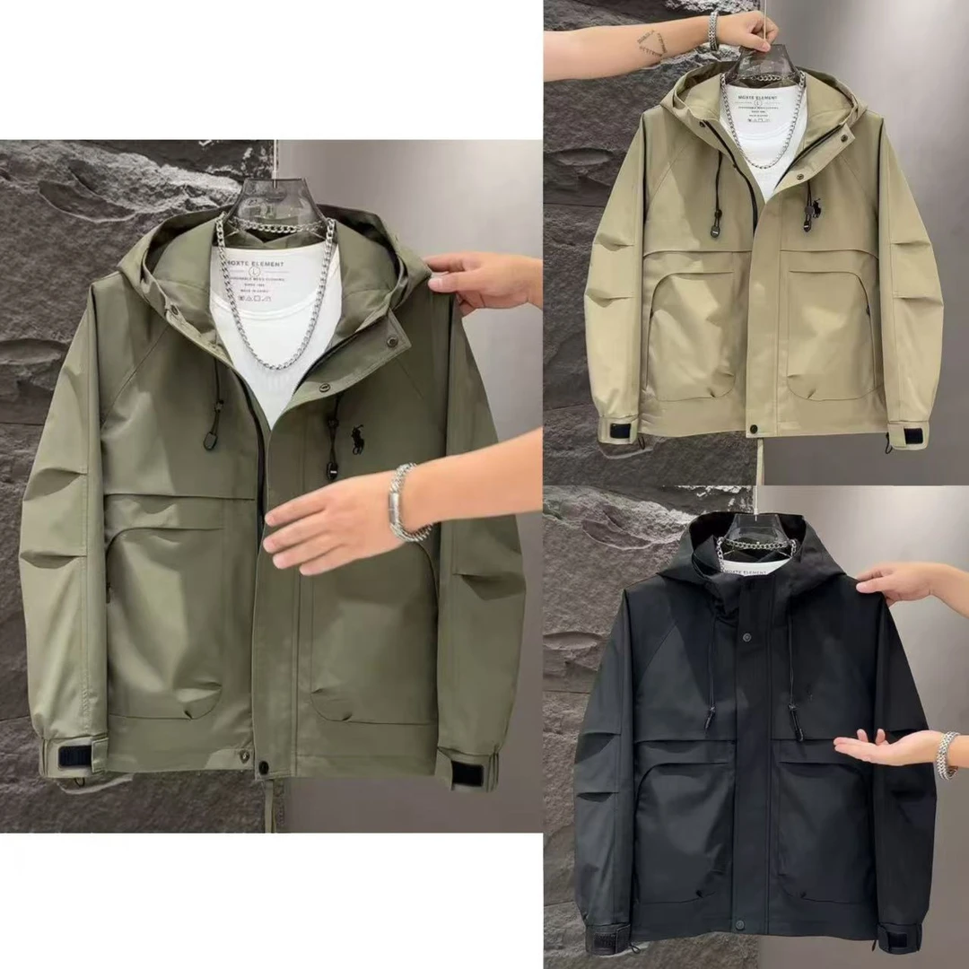 秋季新款简单工装户外长袖连帽夹克外套823