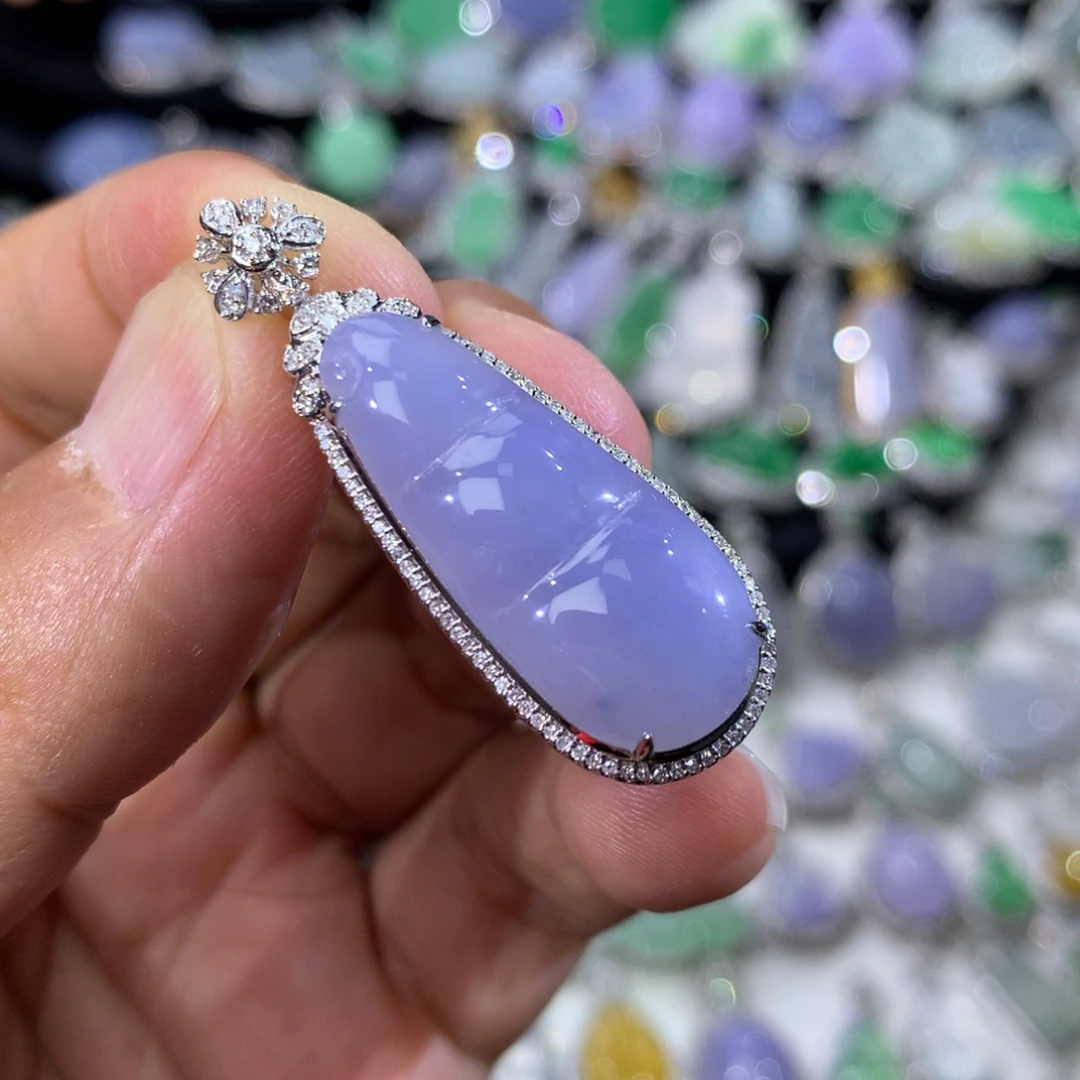翡翠18K金镶嵌吊坠(不含链)