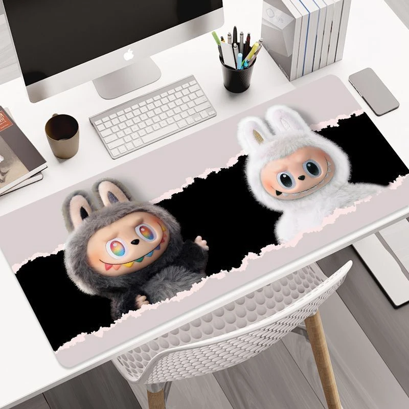 labubu同款硅藻泥鼠标垫拉布布卡通可爱桌垫学习桌大号键盘耐脏垫