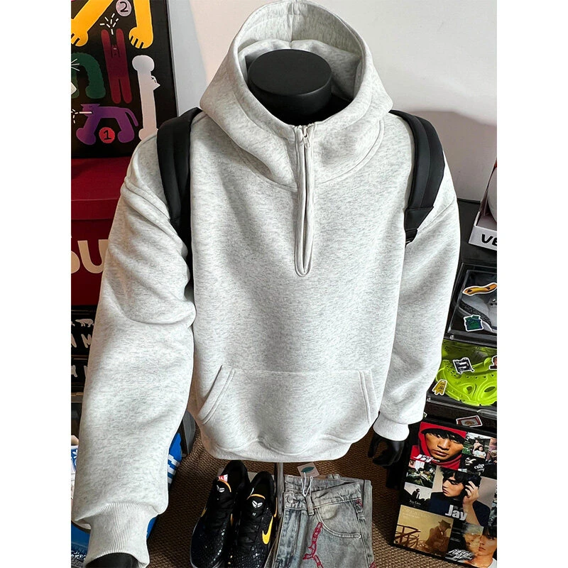 春季新款男士连帽常规拉链长袖上衣学生ins潮流百搭套头韩版卫衣