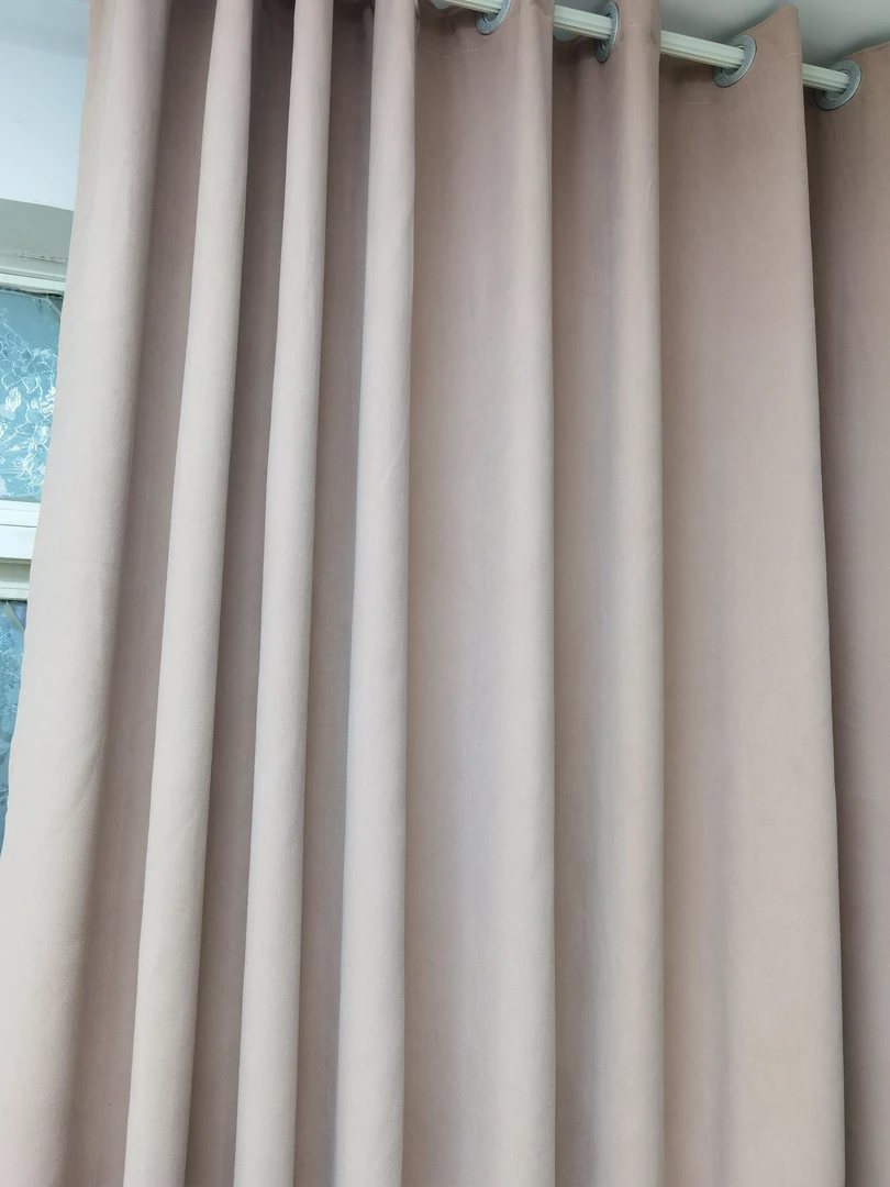 《雪尼尔-淡粉》加厚成品窗帘高遮光简约大方