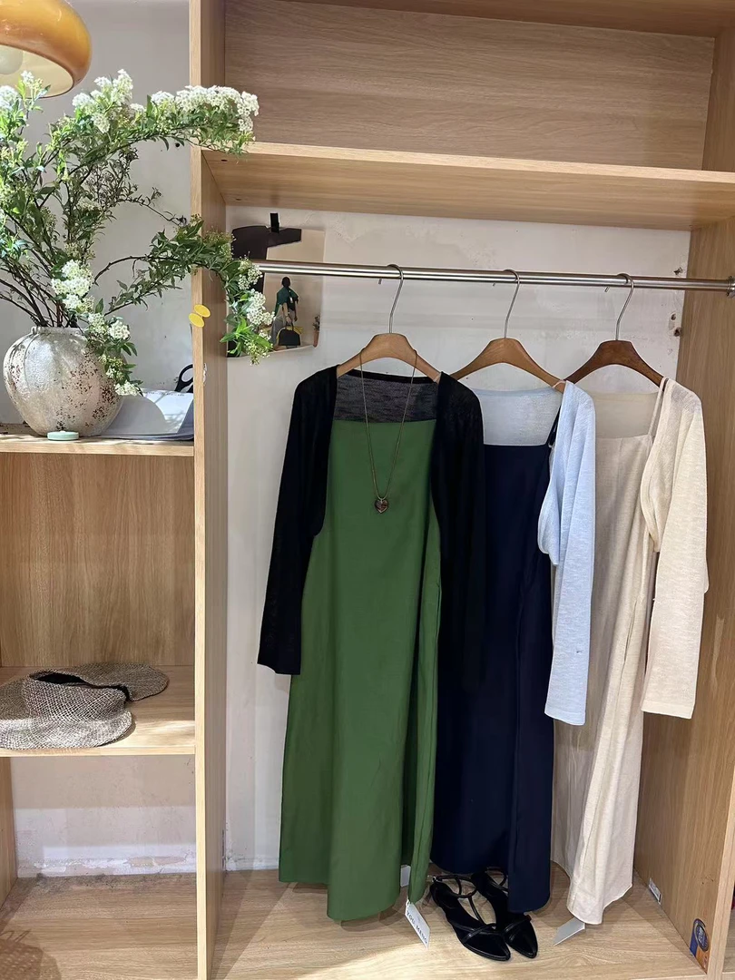 【麻料连衣裙】韩系简约小众设计纯色吊带麻料连衣裙