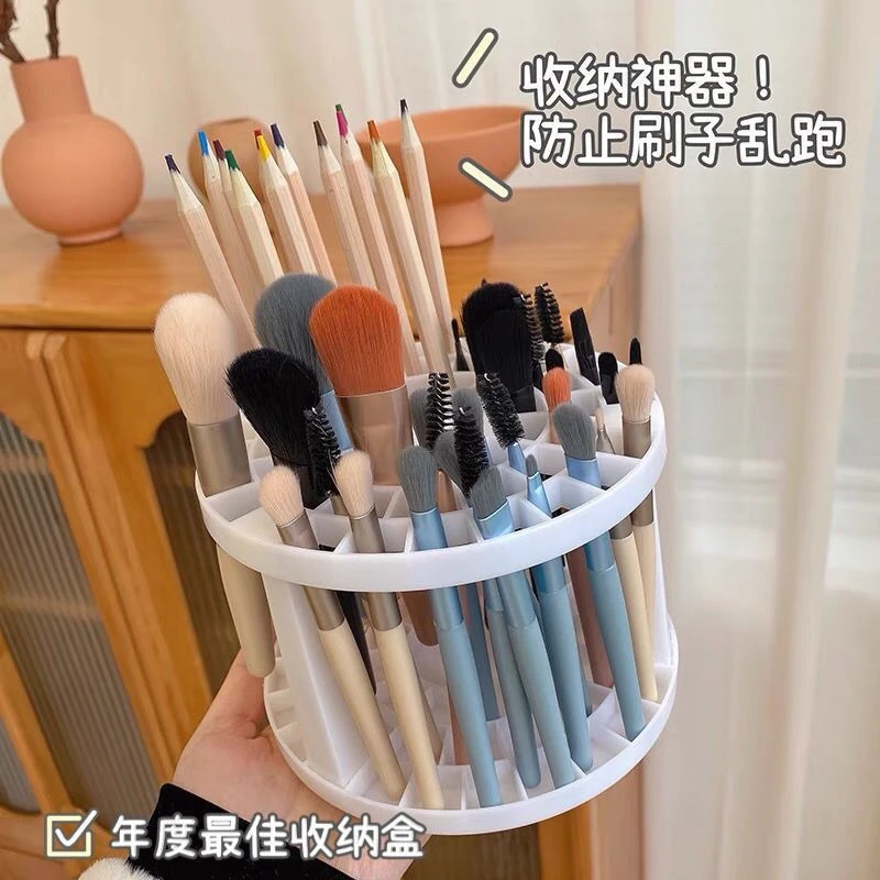新款加厚化妆刷置物架笔刷收纳盒可拆卸清洗圆形化妆刷架笔筒刷子