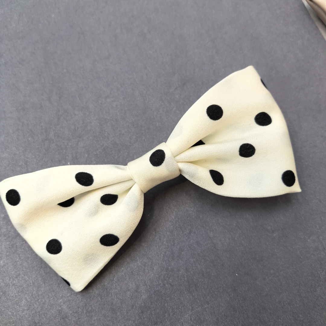 B195白色波点蝴蝶结泡菜款弹簧夹