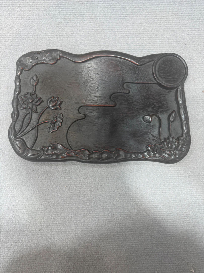 紫檀木 荷花茶盘