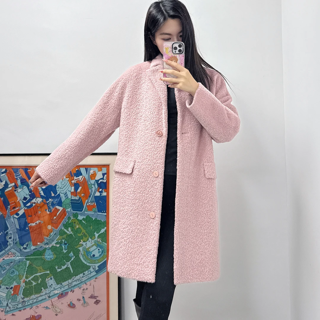 95新 MaxMara 羊毛大衣165码粉色/250901ZPXCB02