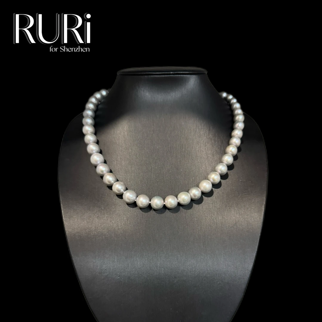 珍珠珍珠项链 珍珠项链 RURI 气质百搭银灰色珠珠项链