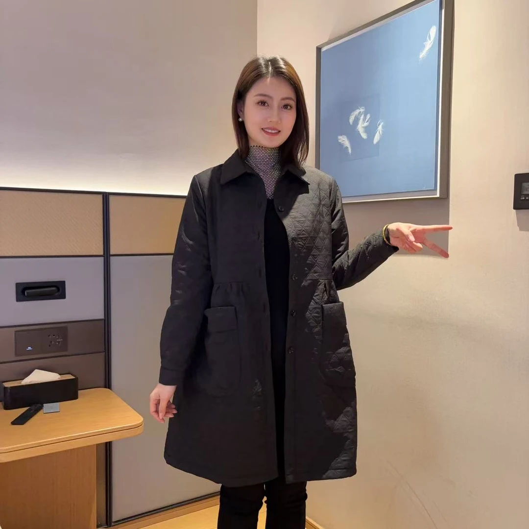 新款女式风衣加绒加厚中长款外套洋气减龄休闲时尚秋冬简约2024