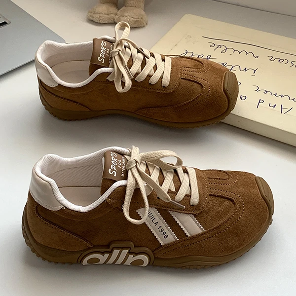 驼色设计感德训鞋女2025秋季新款百搭休闲防滑潮鞋软底舒适阿甘鞋