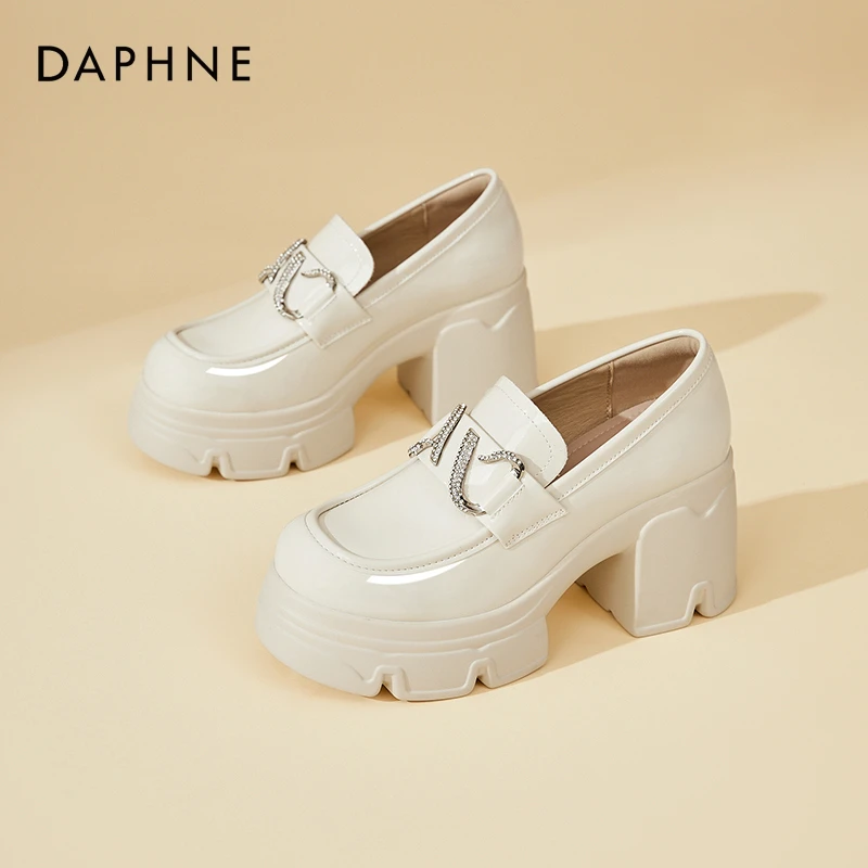 达芙妮乐福鞋女鞋2025新款秋季厚底增高小个子单鞋时尚高跟小皮鞋