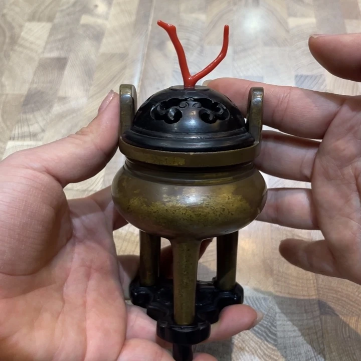 铜香炉茶道具摆件