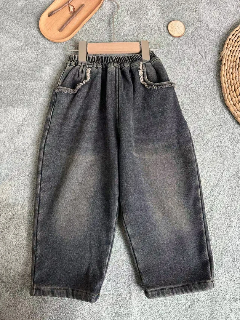 童装女童牛仔裤秋冬新款洋气小女孩休闲裤儿童直筒长裤子