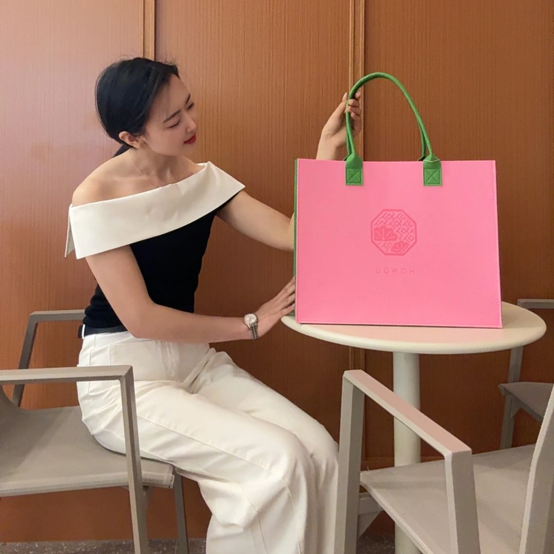 红谷郁金香毛毡袋气质时尚百搭通勤手拎单肩休闲洋气女士