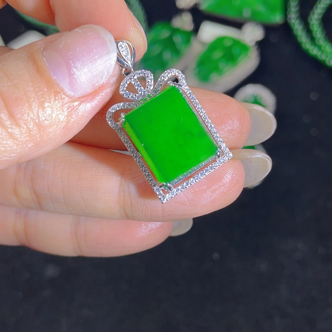 翡翠吊坠(不含链)银S925镶嵌