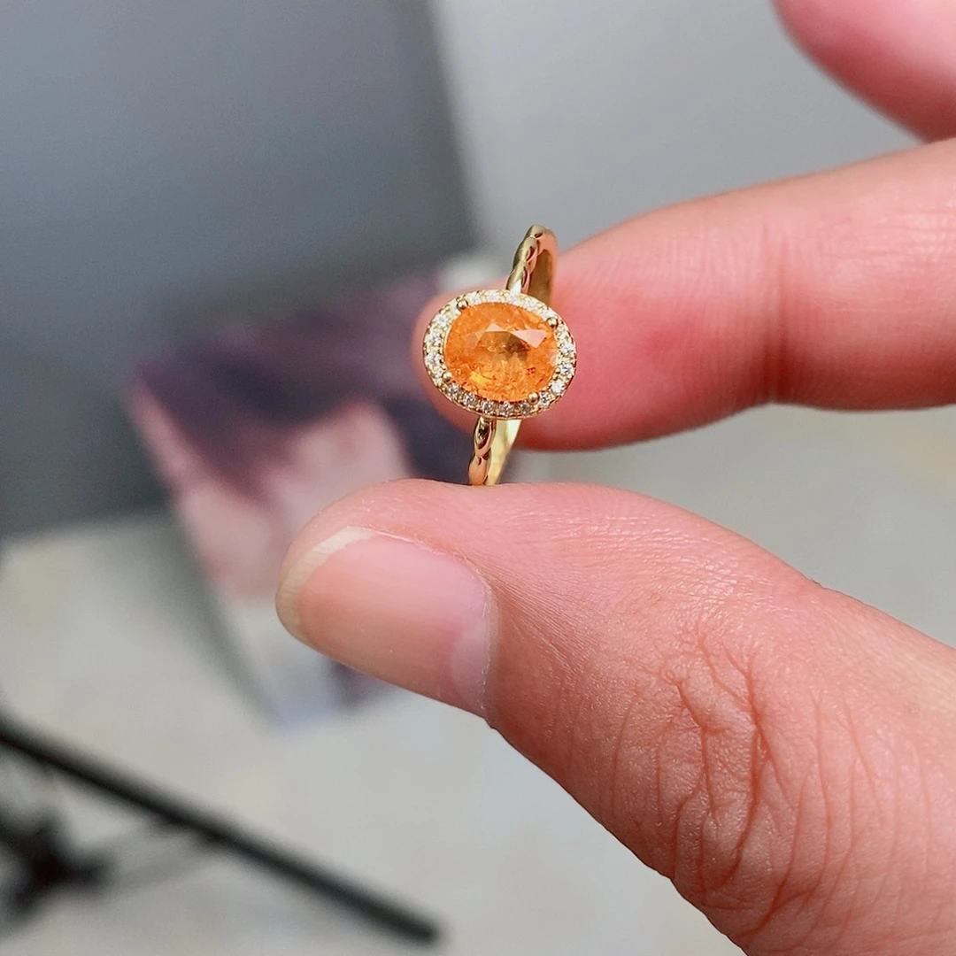 石榴石（芬达石）戒指银S925镶嵌