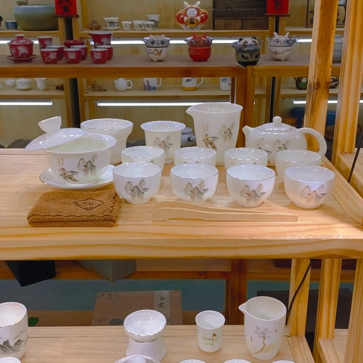 【不止】羊脂玉瓷茶具套装
