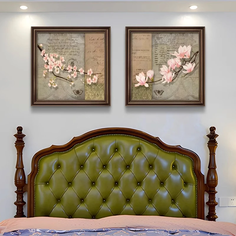 美式卧室床头装饰画大芬村油画复古主卧老人房间客厅背景墙挂画