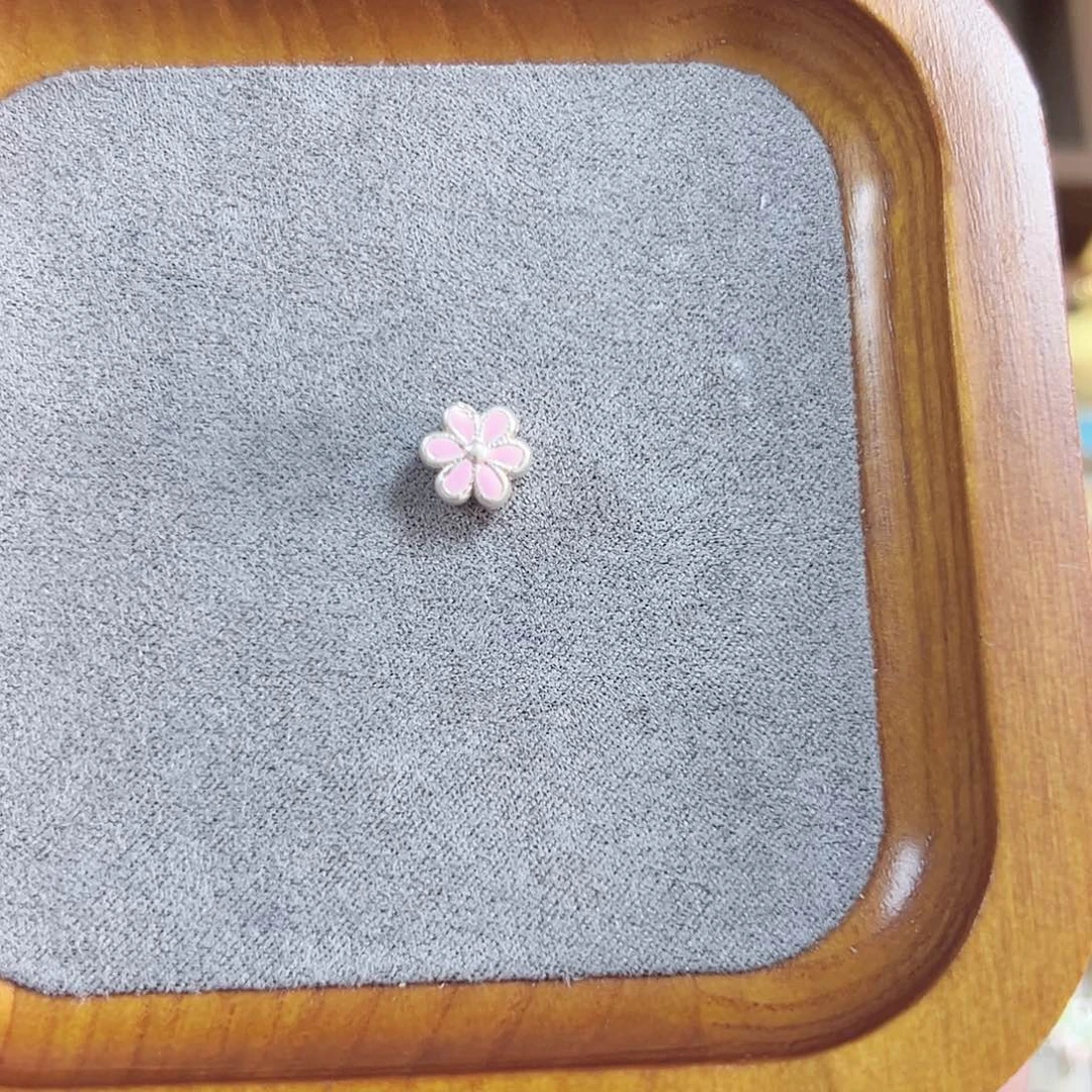 玻璃足银粉色桃花