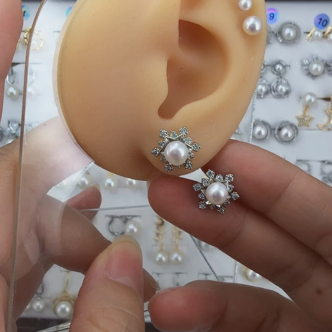 合金淡水珍珠耳饰