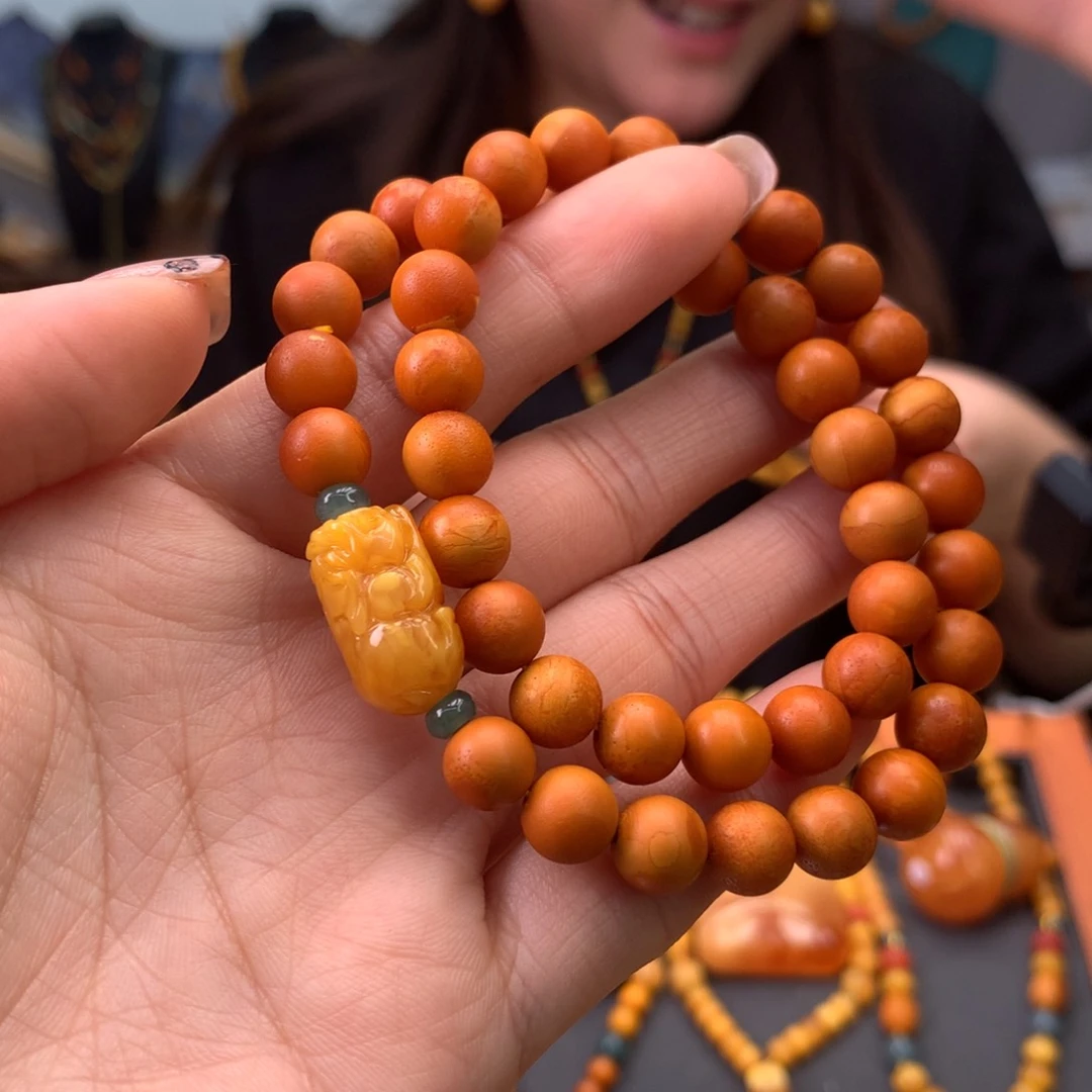 蜜蜡手串未镶嵌天然