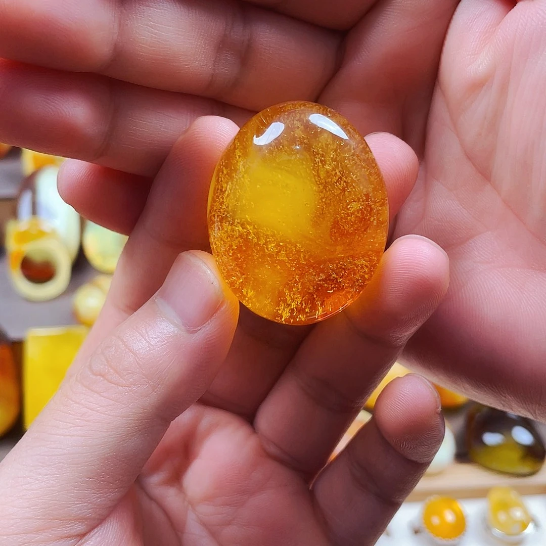 琥珀未镶嵌发饰吊坠