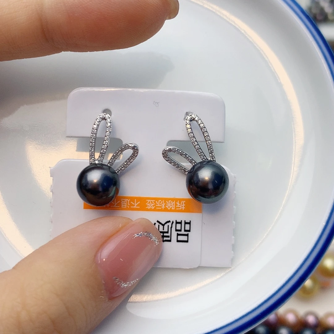 耳饰海水珍珠银S925镶嵌w40