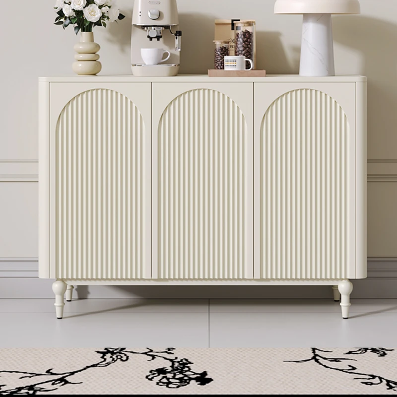 法式奶油风实木鞋柜家用门口入户玄关柜一体简约客厅大容量储物柜