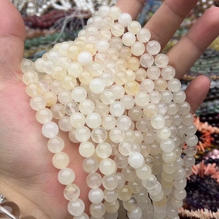 玛瑙/玉髓未镶嵌珠宝半成品2条8mm左右黄胶花