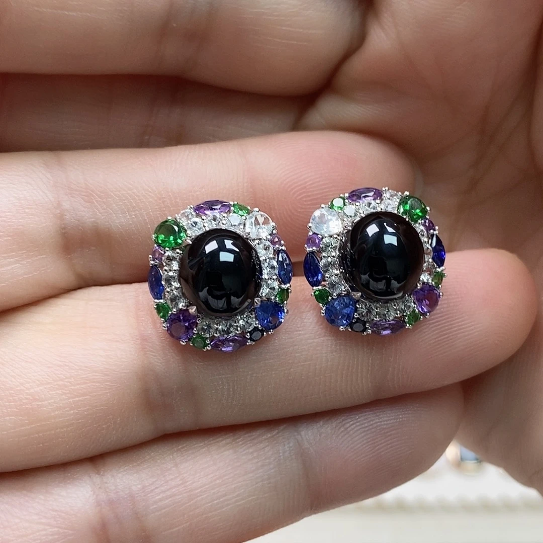 翡翠18K金镶嵌耳饰