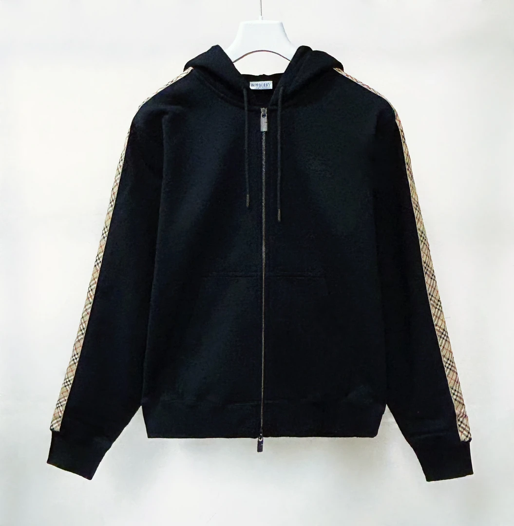 未使用 BURBERRY/博柏利 25秋冬 手臂格纹 带帽卫衣8110790