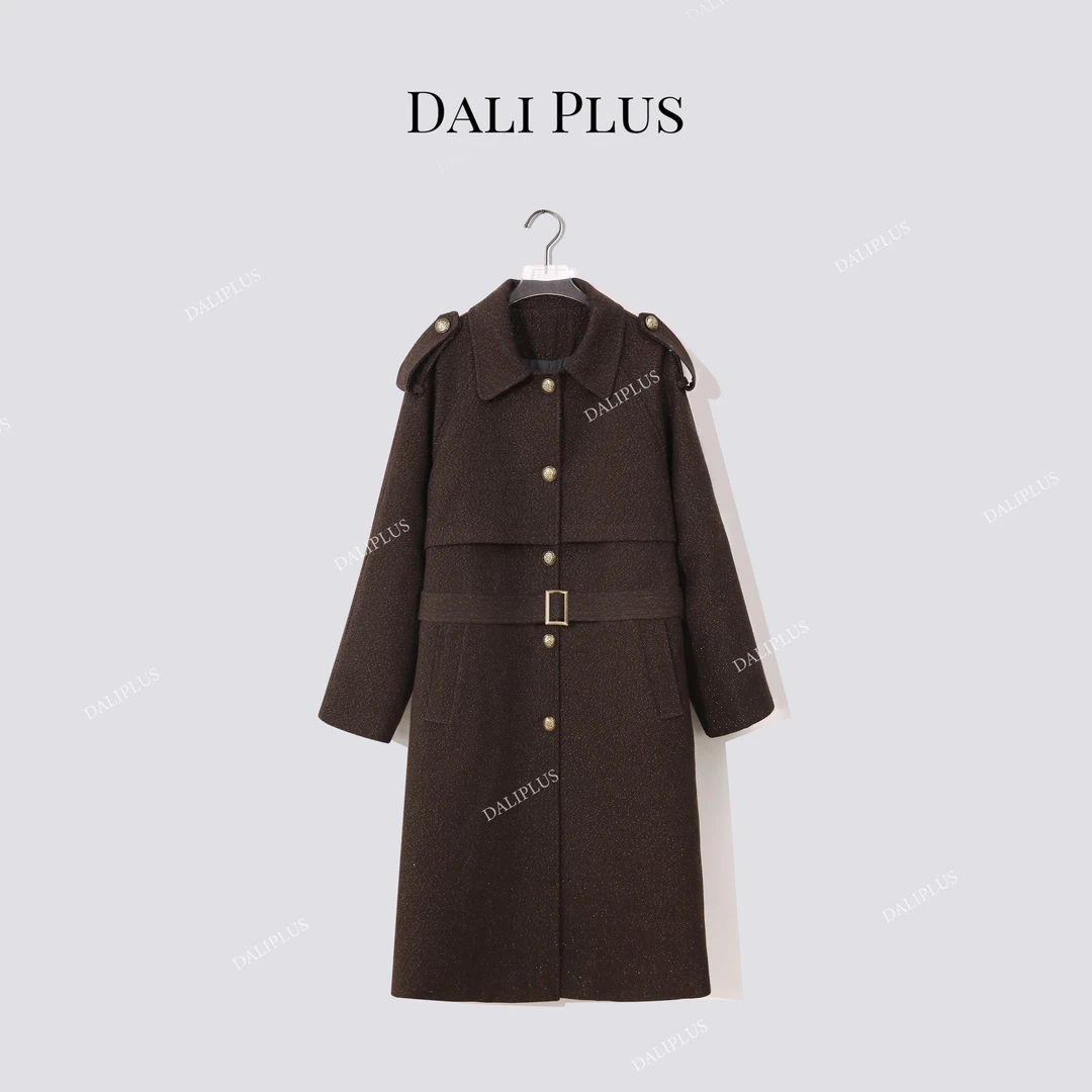 DALI PLUS风衣95白鹅绒”闪闪羊毛呢子大衣长款羽绒服-D5SS7327