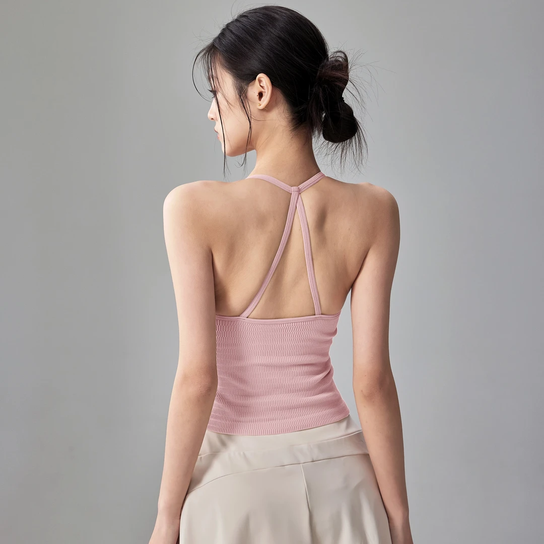 健身女孩防震吊带运动背心一体式美背跑步训练内衣速干瑜伽服上衣